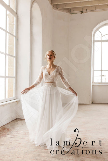 Phoenix Open back A-line 3/4 sleeve Wedding Dress 6