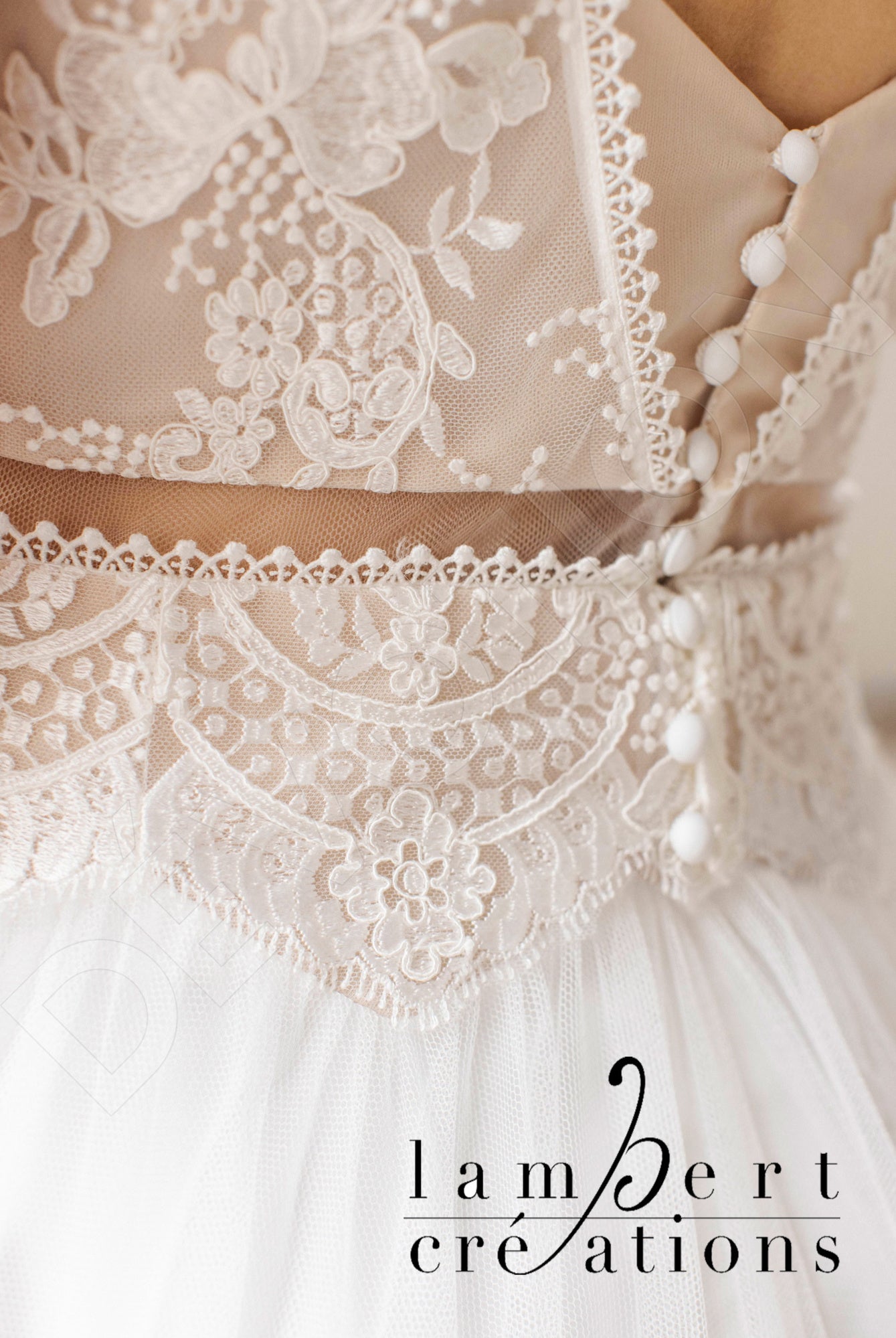 Phoenix Open back A-line 3/4 sleeve Wedding Dress 5