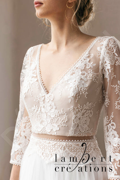 Phoenix Open back A-line 3/4 sleeve Wedding Dress 2