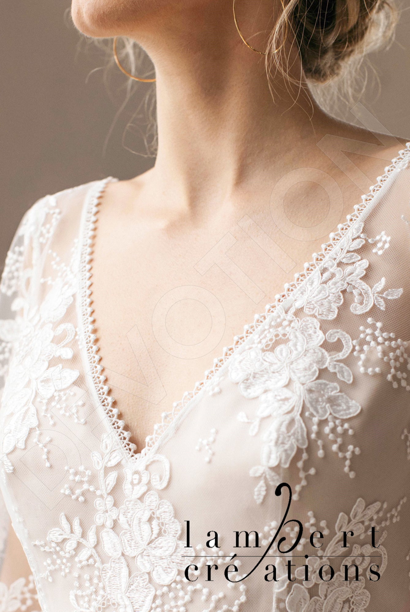 Phoenix Open back A-line 3/4 sleeve Wedding Dress 7