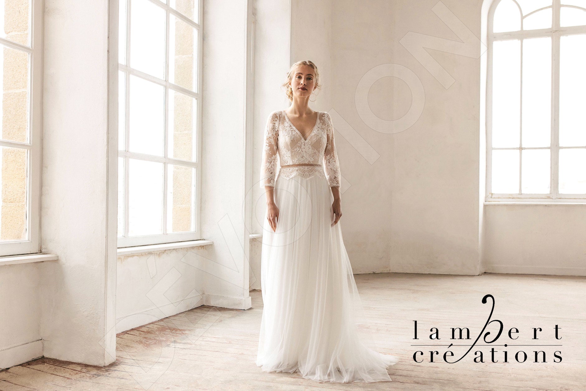 Phoenix A-line V-neck Ivory Wedding dress