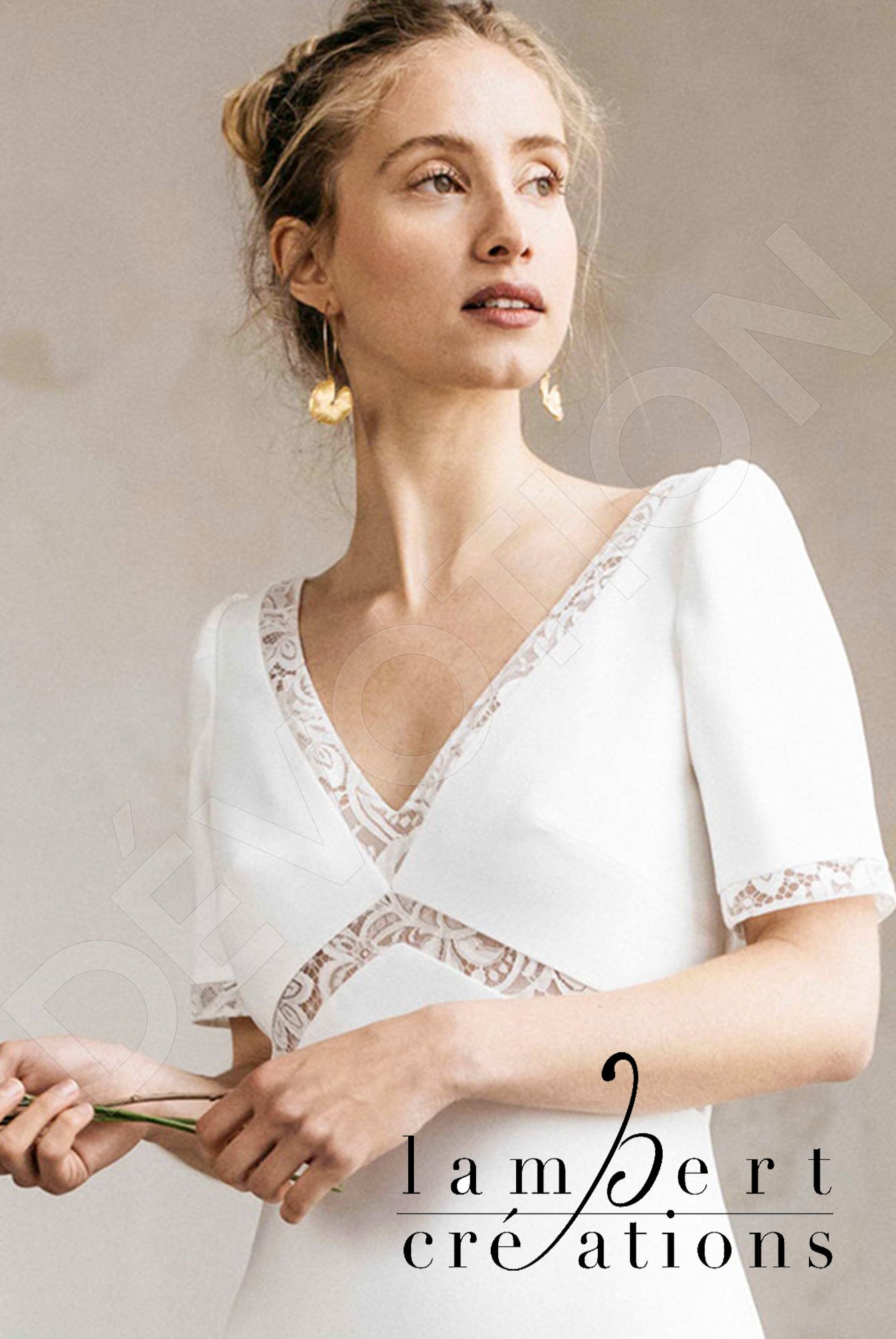 Sierra Open back A-line Short/ Cap sleeve Wedding Dress 9