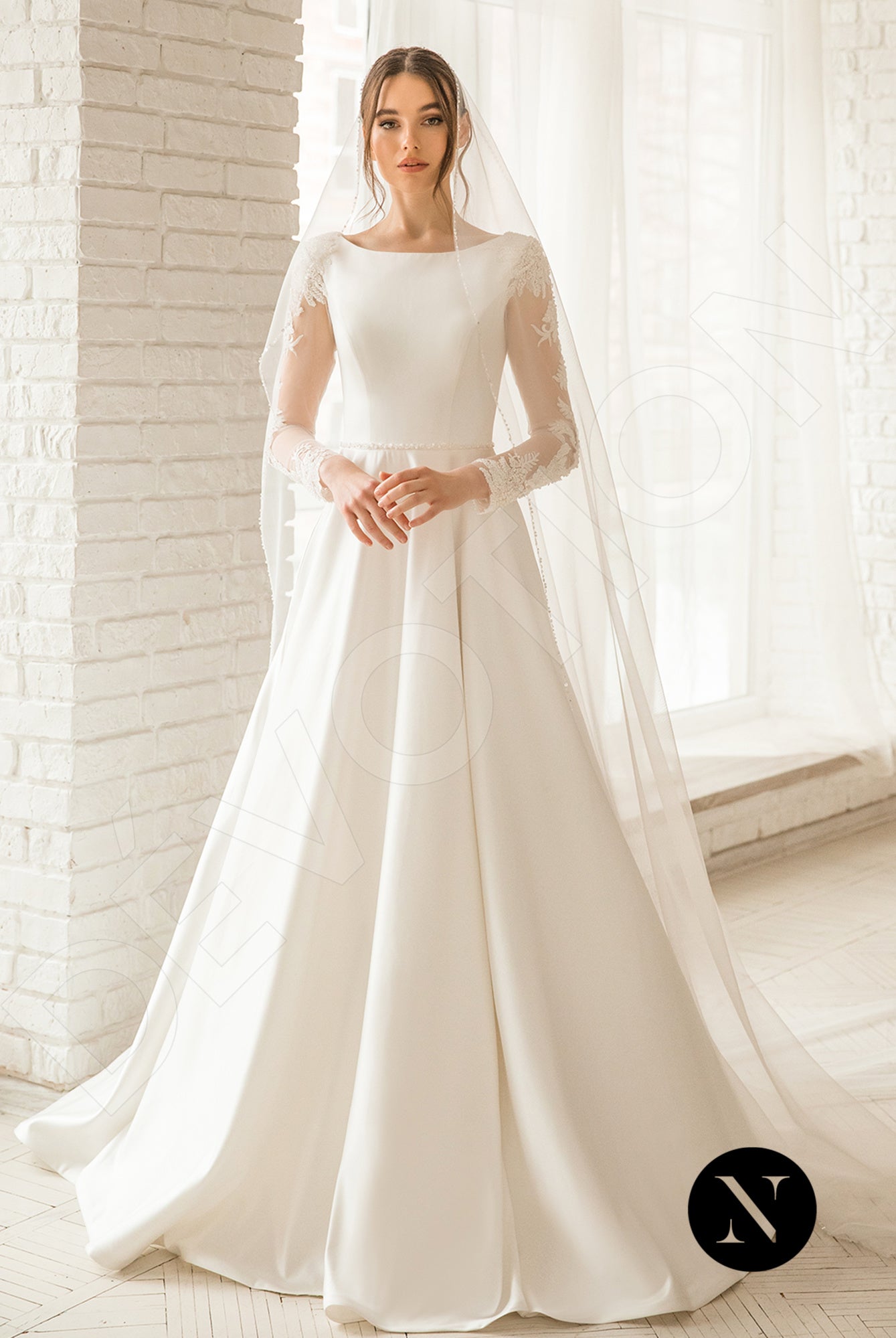Glory A-line Boat/Bateau Milk Wedding dress