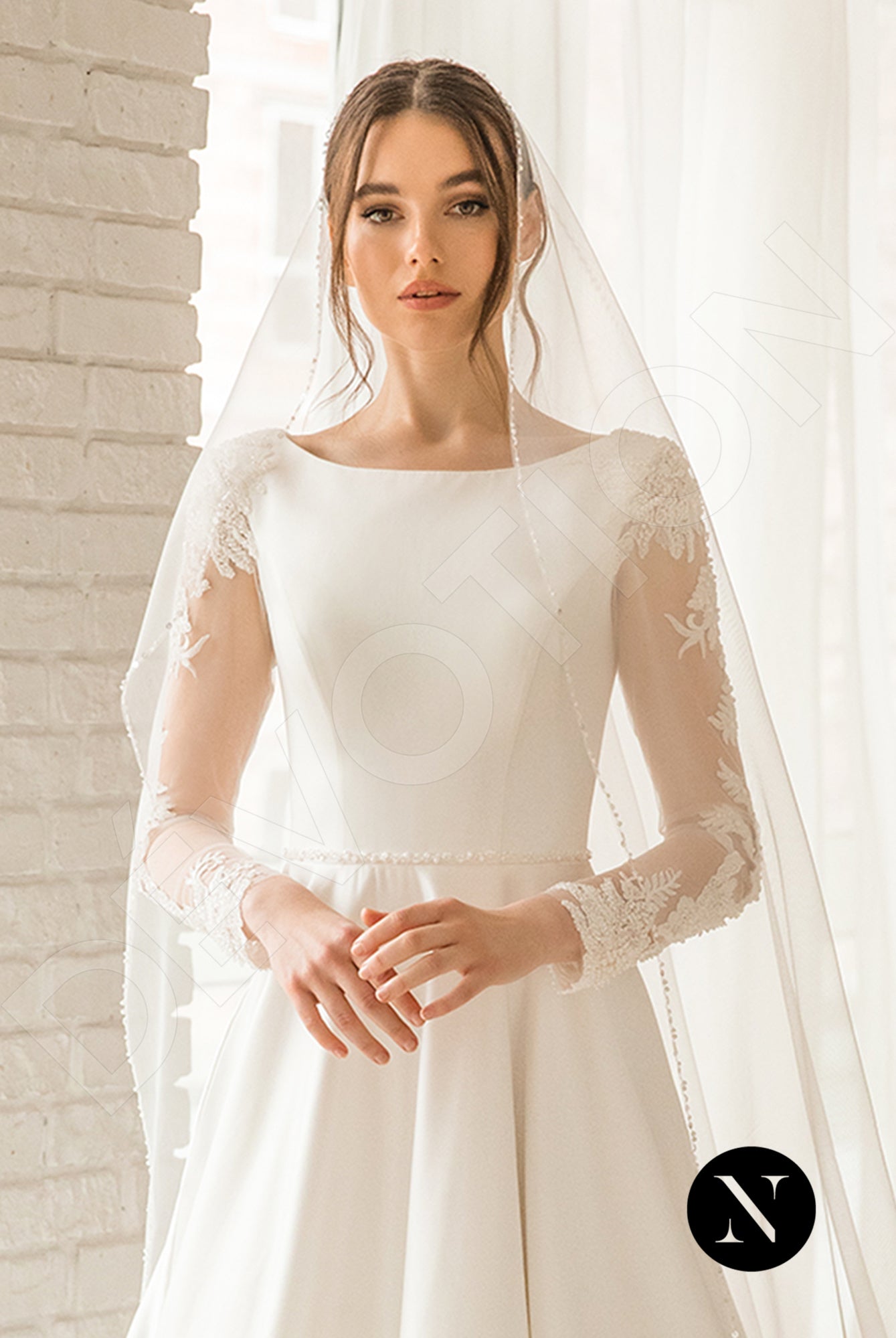 Glory Full back A-line Long sleeve Wedding Dress 5