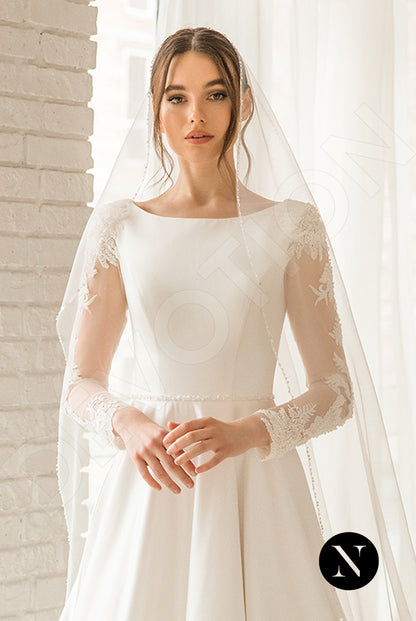 Glory Full back A-line Long sleeve Wedding Dress 5