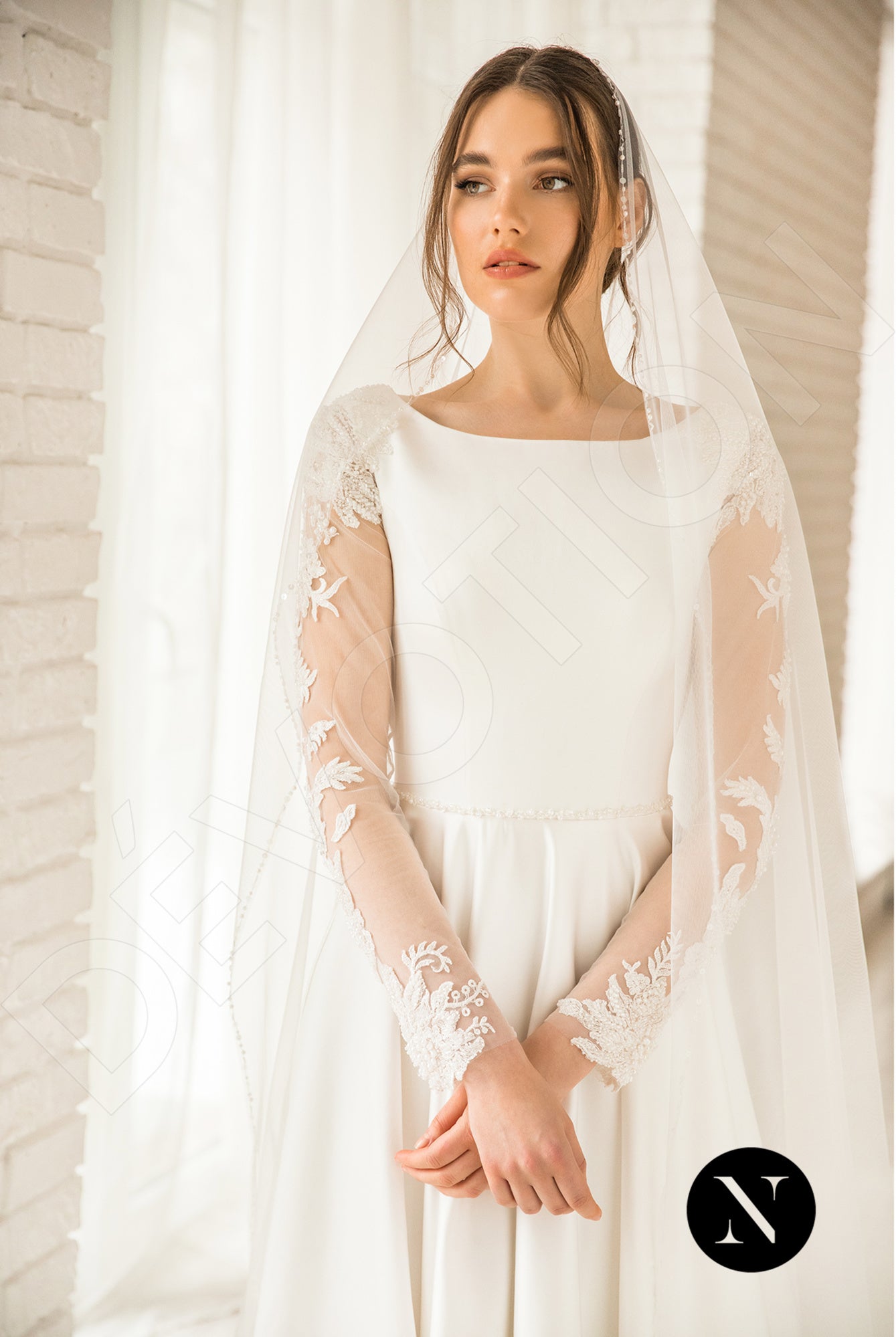 Glory Full back A-line Long sleeve Wedding Dress 2