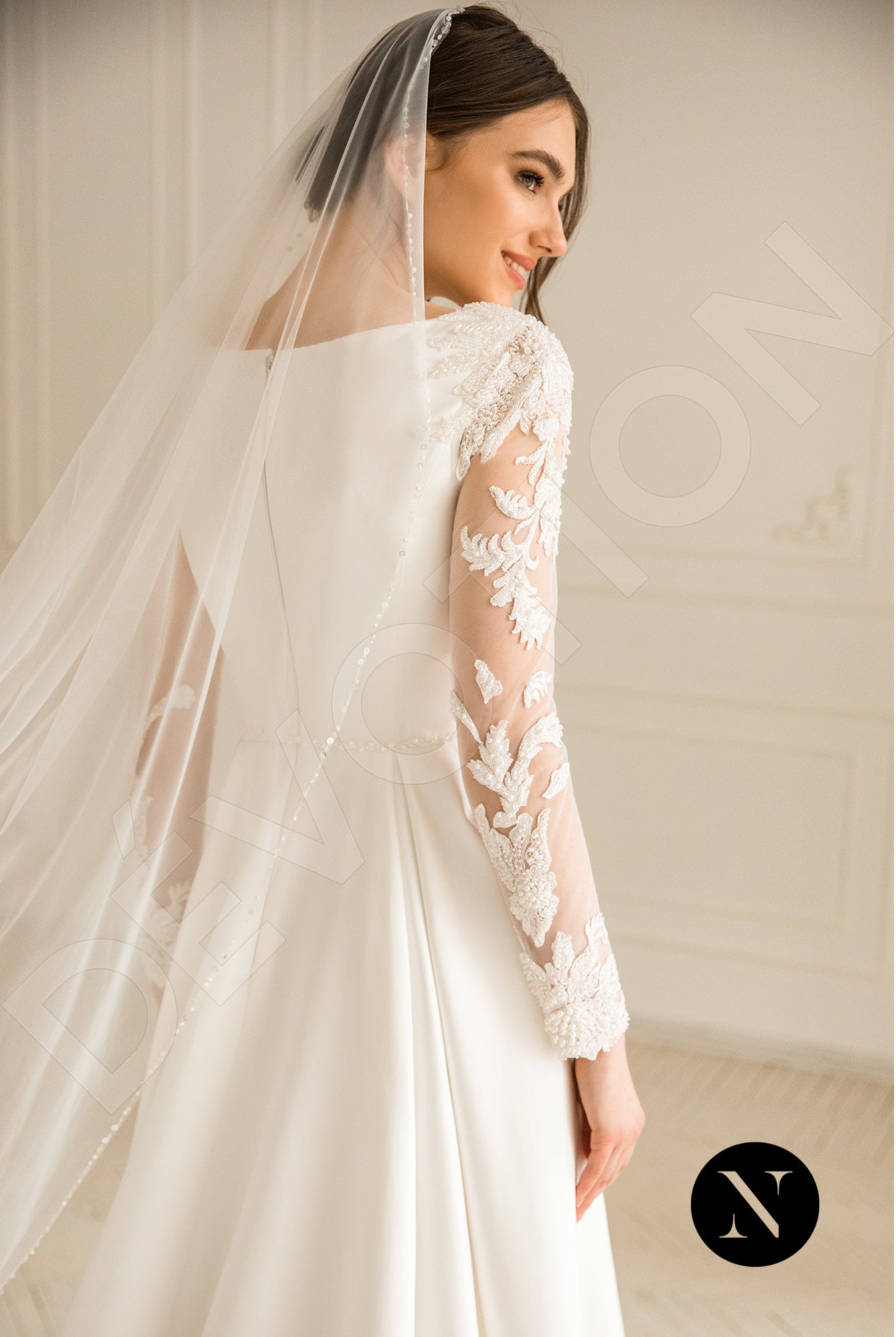 Glory Full back A-line Long sleeve Wedding Dress 9