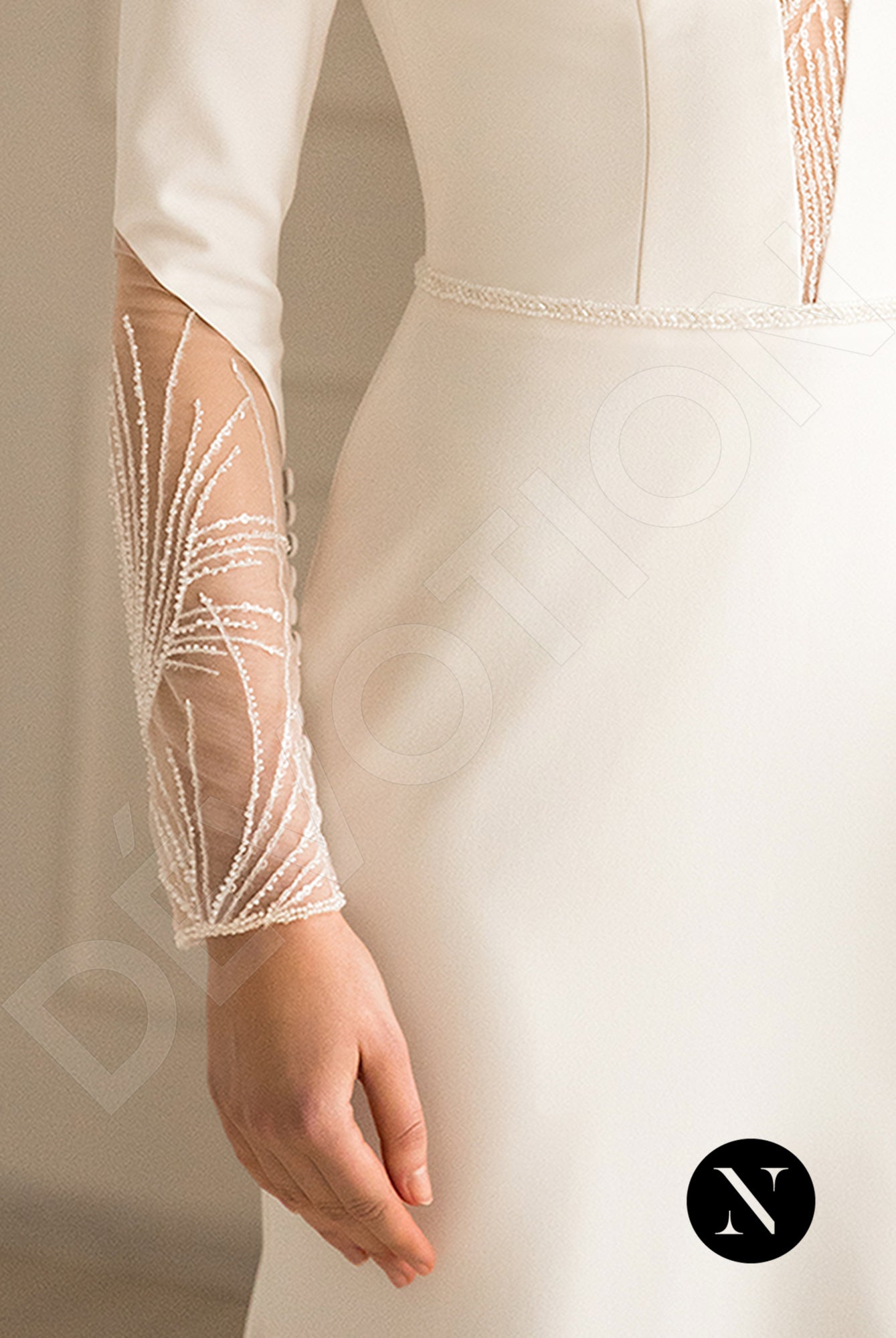 Jade Trumpet/Mermaid Boat/Bateau Milk Wedding dress