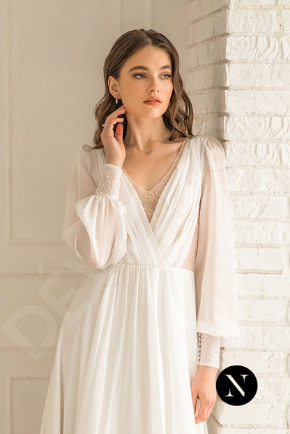 Marie Full back A-line Long sleeve Wedding Dress 5