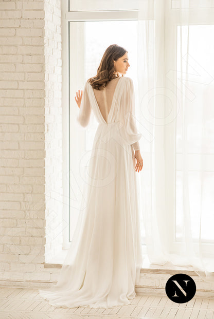 Marie Full back A-line Long sleeve Wedding Dress Back