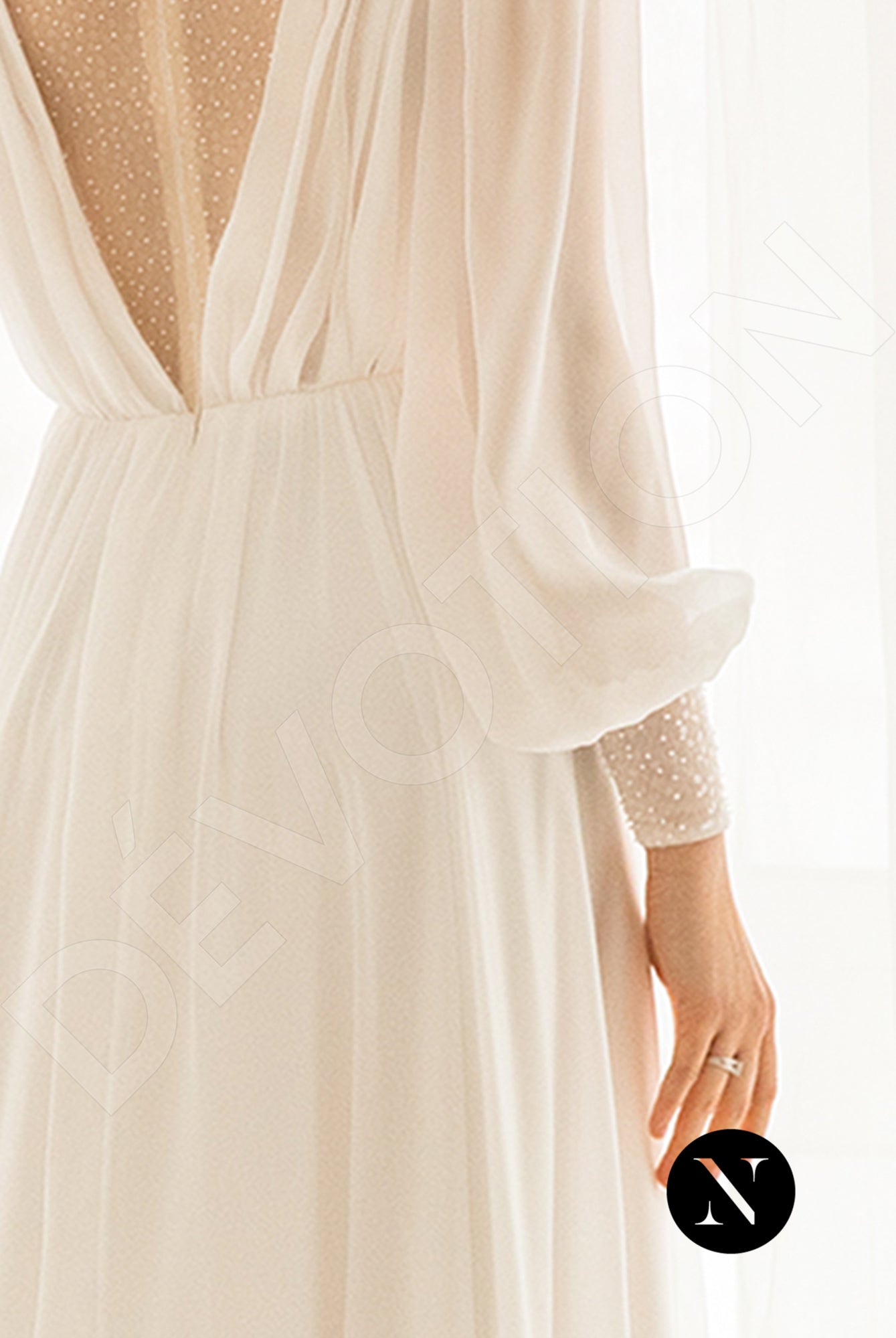 Marie A-line V-neck Milk Wedding dress