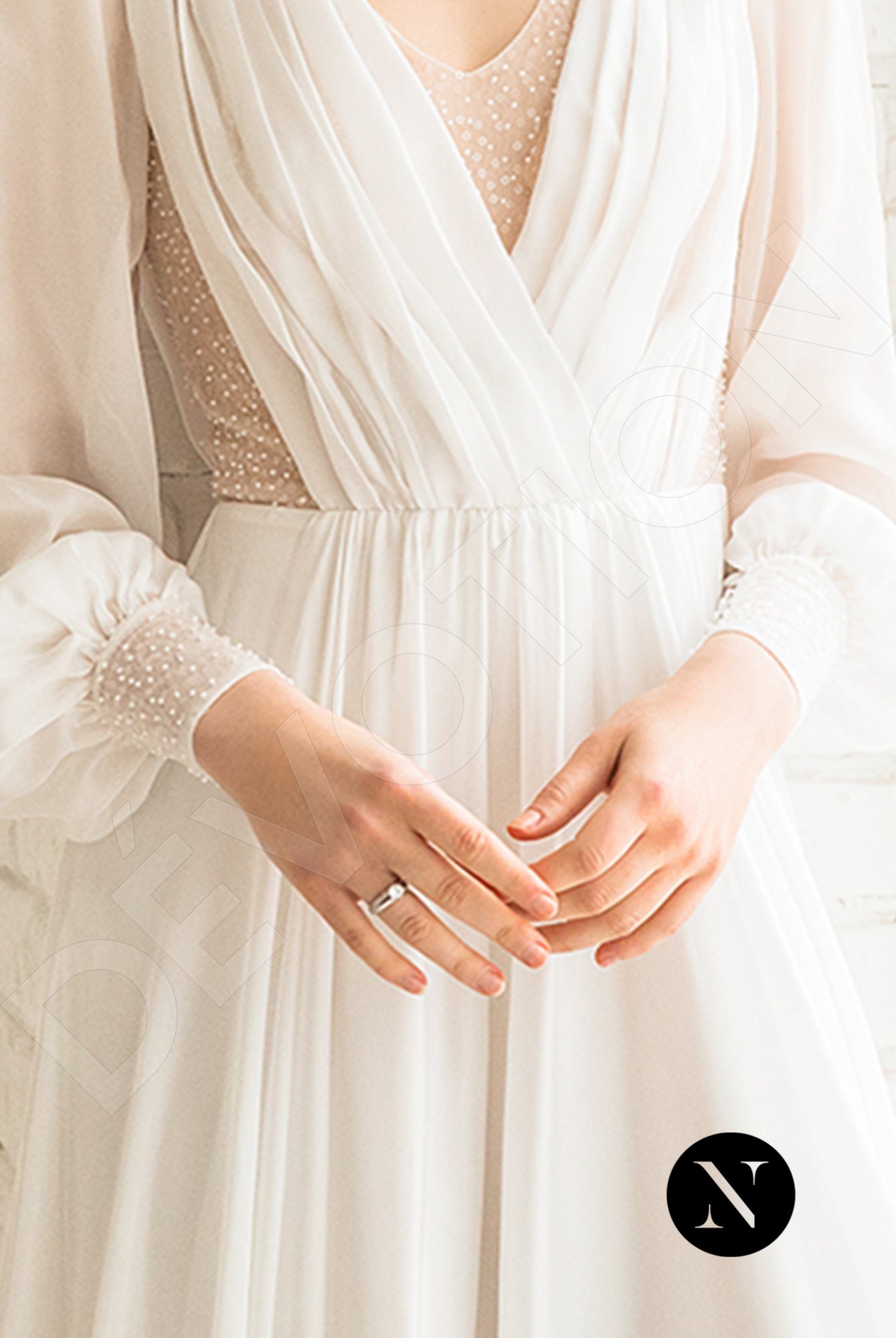 Marie A-line V-neck Milk Wedding dress
