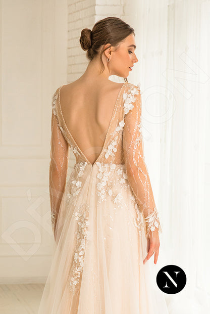 Palmer Open back A-line Long sleeve Wedding Dress 3