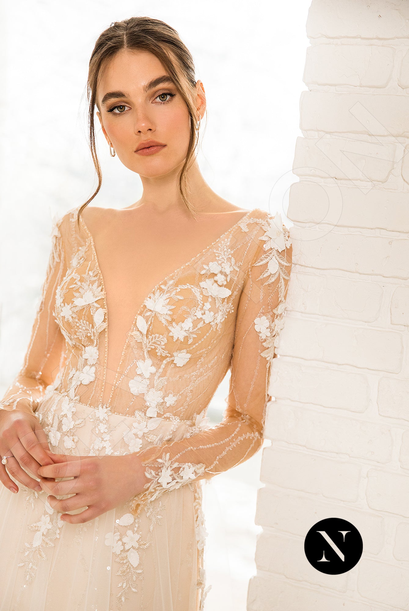 Palmer Open back A-line Long sleeve Wedding Dress 2