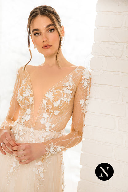 Palmer Open back A-line Long sleeve Wedding Dress 2