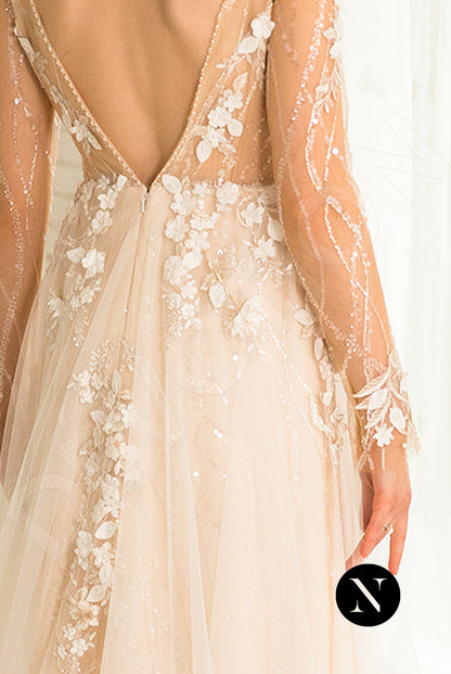 Palmer Open back A-line Long sleeve Wedding Dress 6