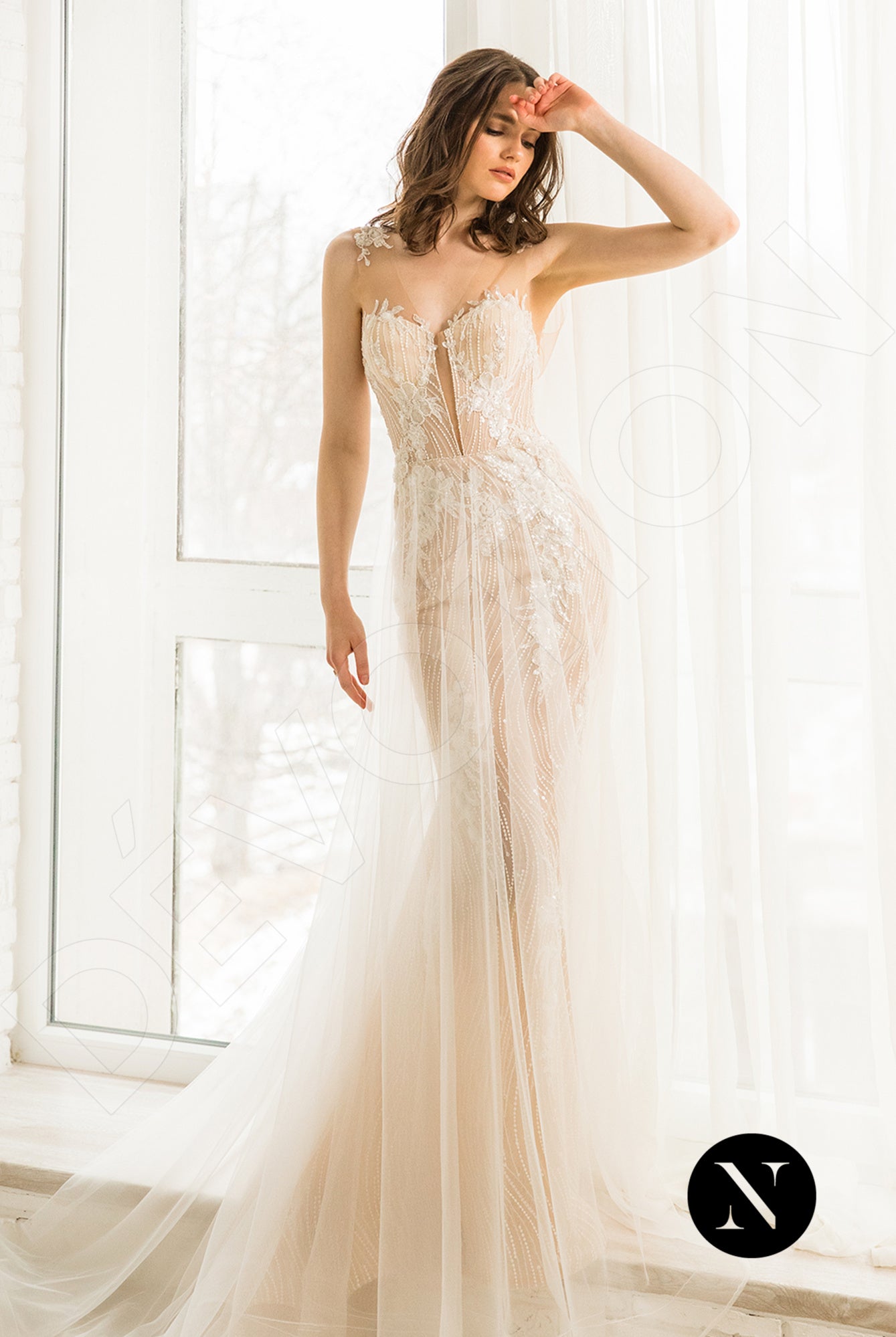 Parris Open back Trumpet/Mermaid Sleeveless Wedding Dress Front