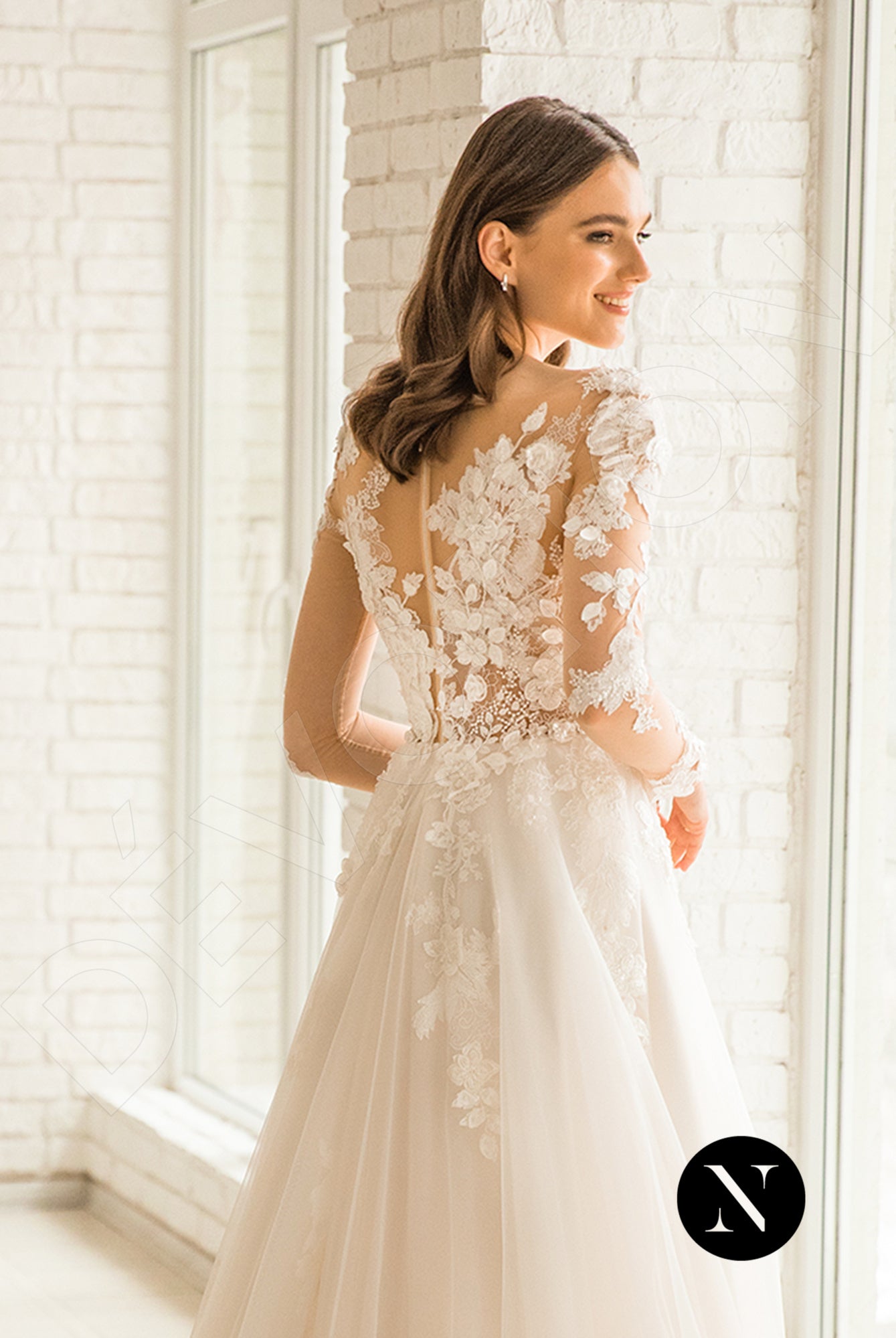 Phoenixe A-line Illusion Milk Peach Wedding dress