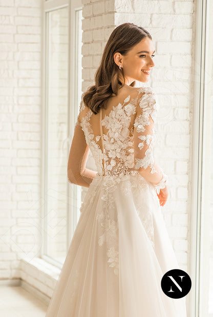 Phoenixe Full back A-line Long sleeve Wedding Dress 3