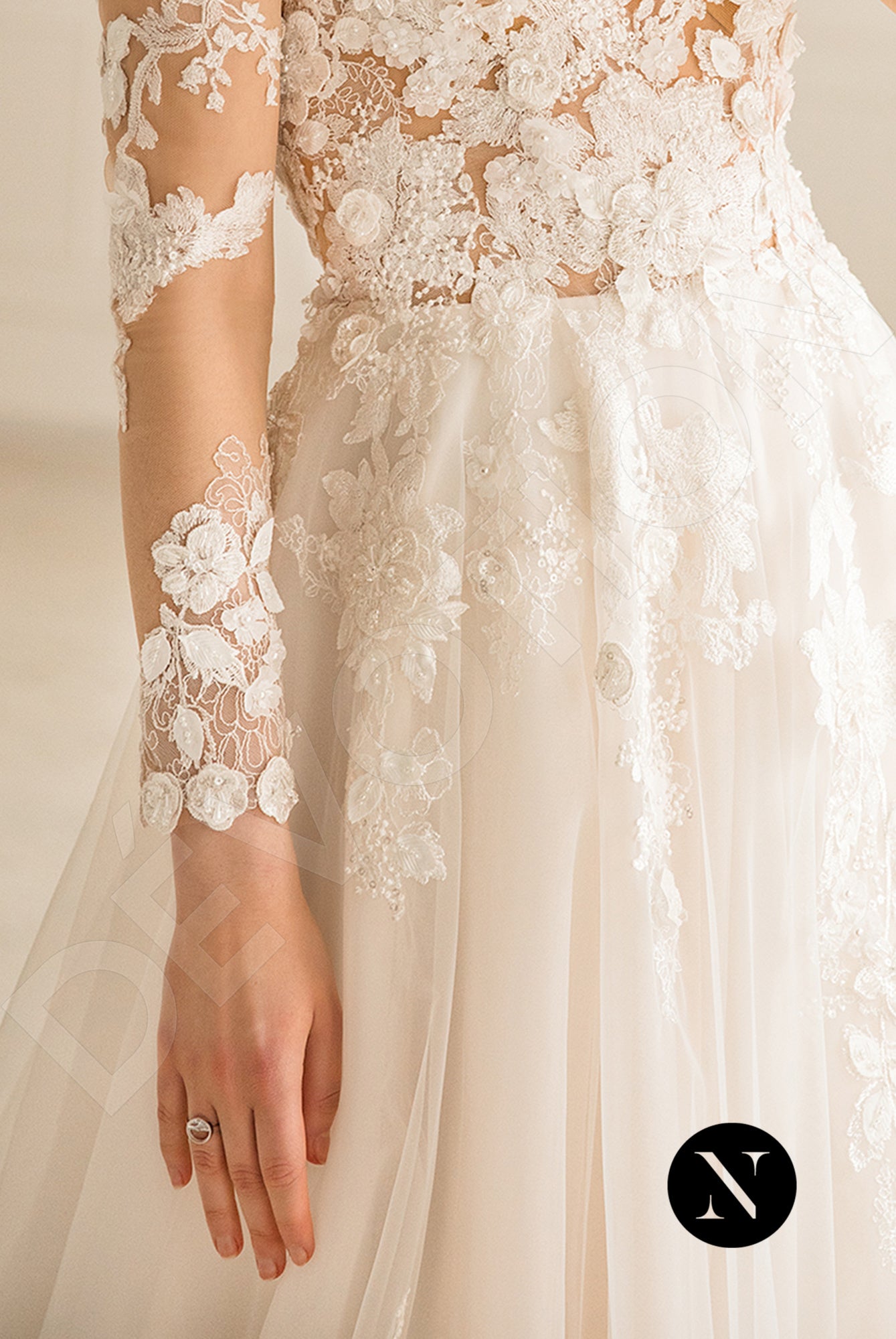 Phoenixe A-line Illusion Milk Peach Wedding dress