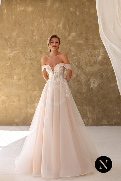 Aelis Open back A-line Short/ Cap sleeve Wedding Dress 5
