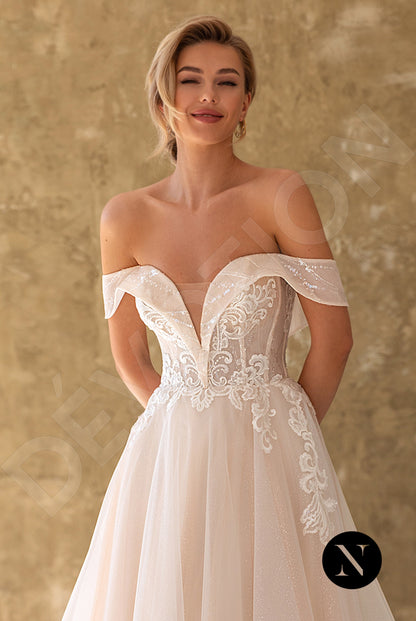 Aelis Open back A-line Short/ Cap sleeve Wedding Dress 6