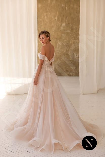 Aelis Open back A-line Short/ Cap sleeve Wedding Dress Back