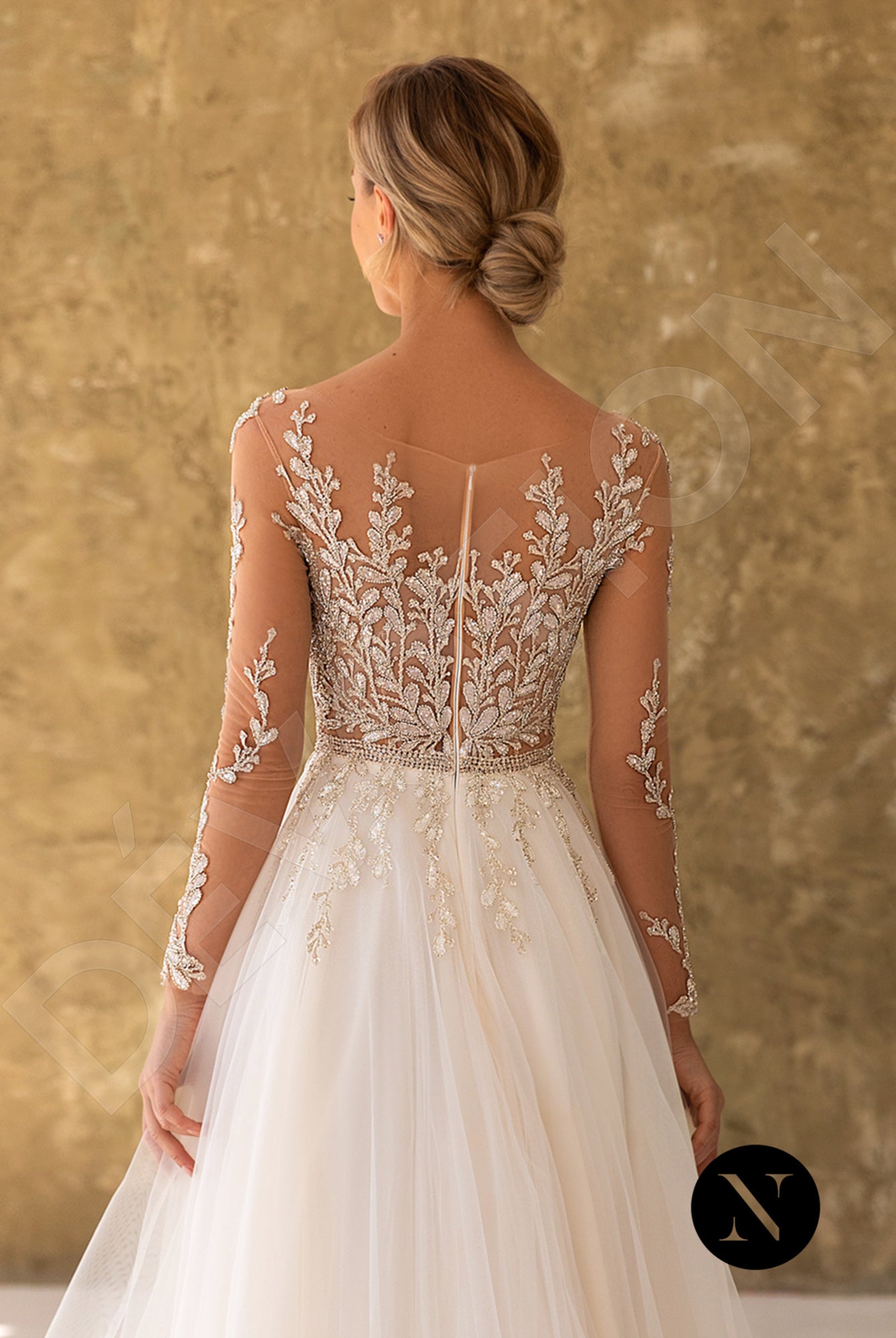 Aimee A-line Illusion Milk Champagne Wedding dress
