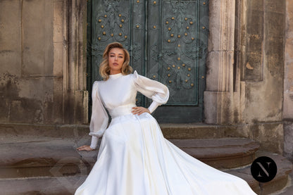 Anais Open back A-line Long sleeve Wedding Dress 4