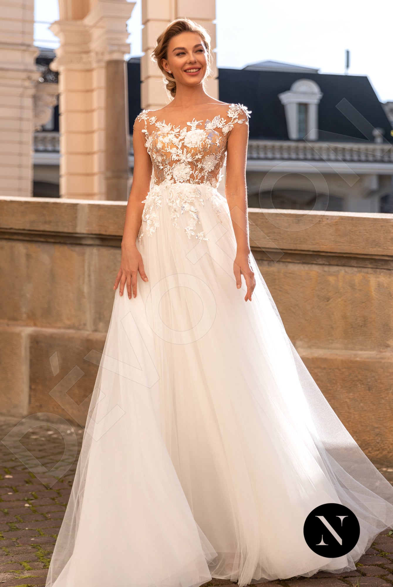 Bijou A-line Illusion Milk Wedding dress