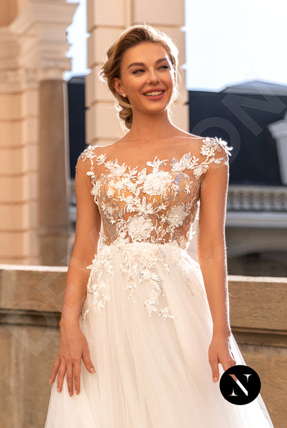 Bijou Full back A-line Short/ Cap sleeve Wedding Dress 5