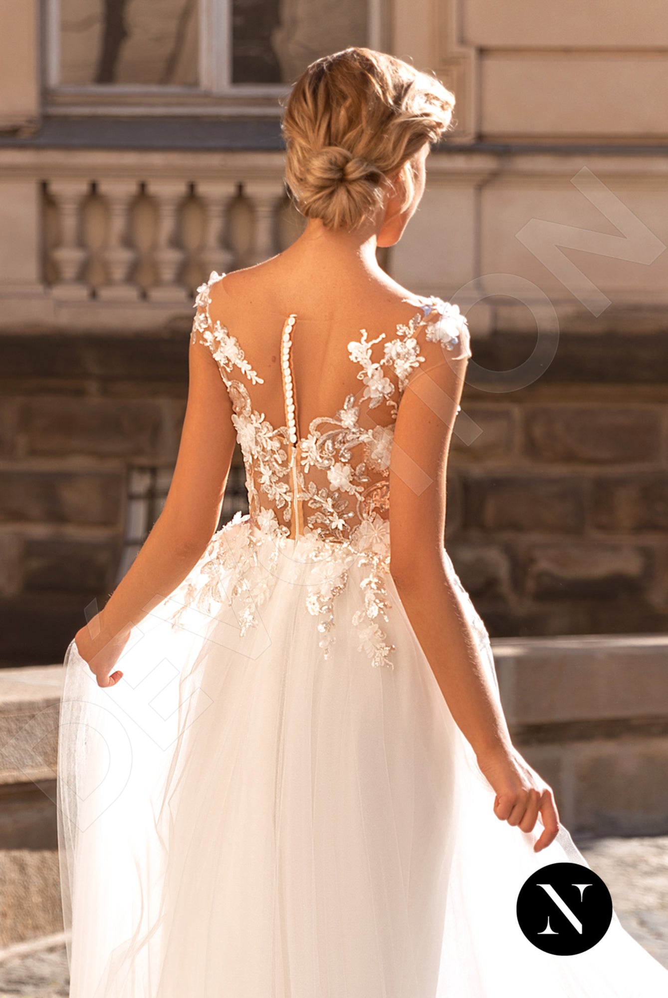 Bijou A-line Illusion Milk Wedding dress