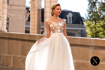 Bijou Full back A-line Short/ Cap sleeve Wedding Dress 4