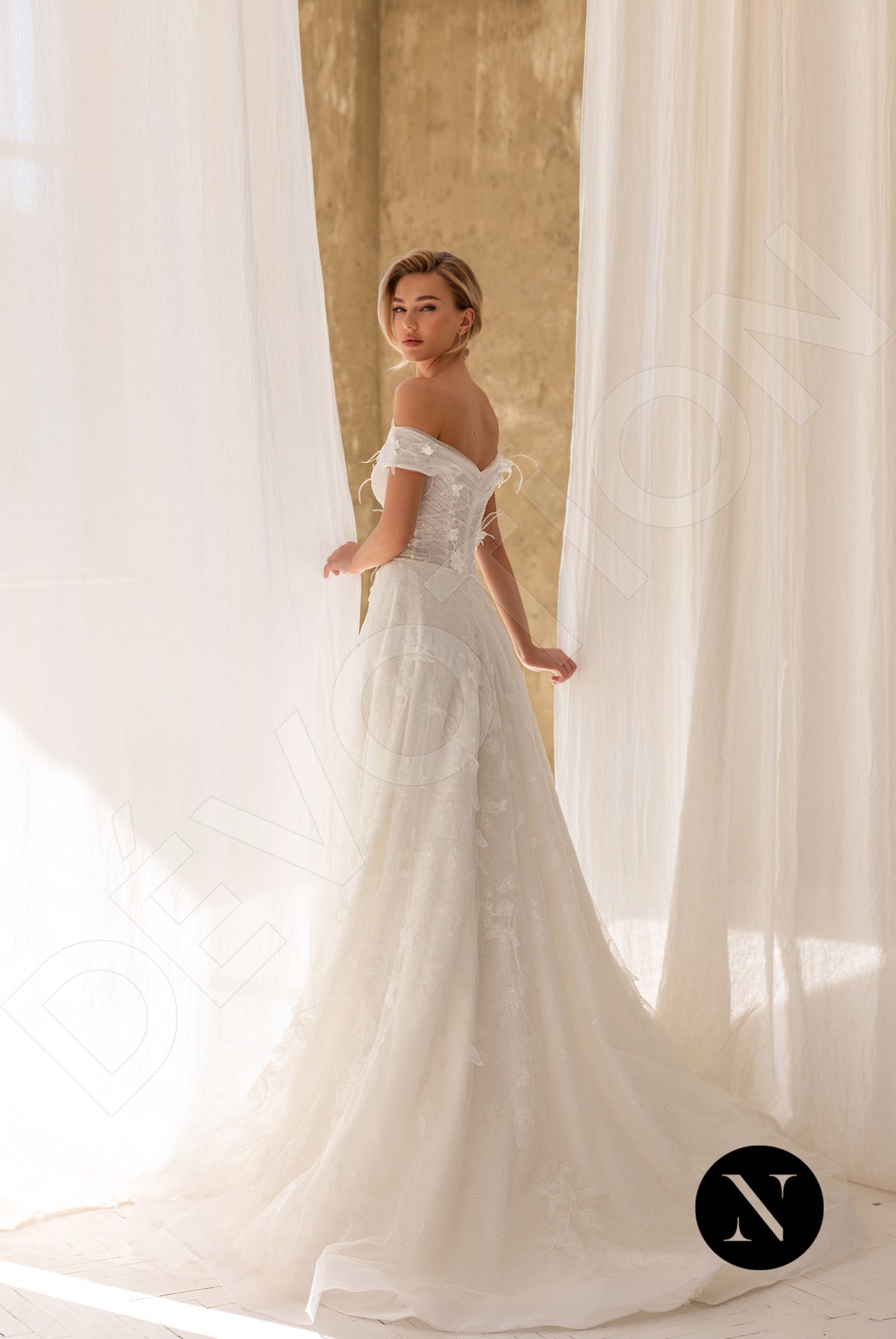 Esmina Open back A-line Short/ Cap sleeve Wedding Dress Back