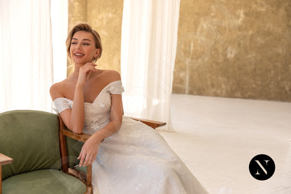Esmina Open back A-line Short/ Cap sleeve Wedding Dress 4