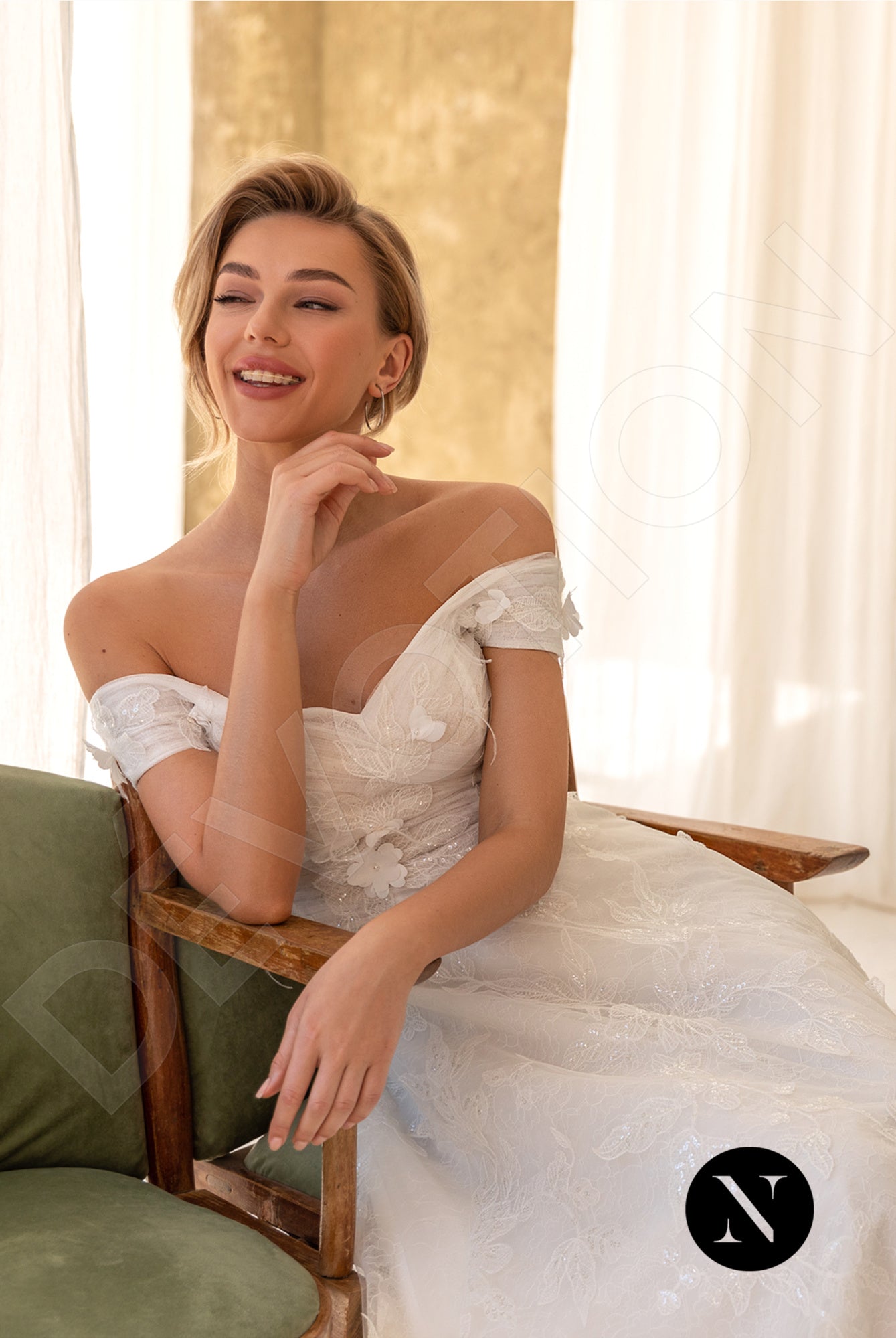 Esmina Open back A-line Short/ Cap sleeve Wedding Dress 7