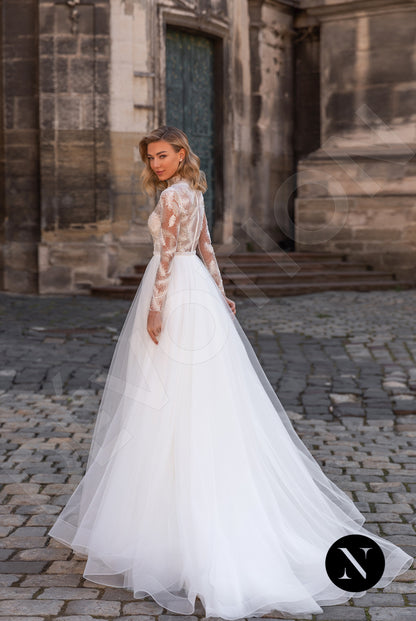 Lilou Full back A-line Long sleeve Wedding Dress Back