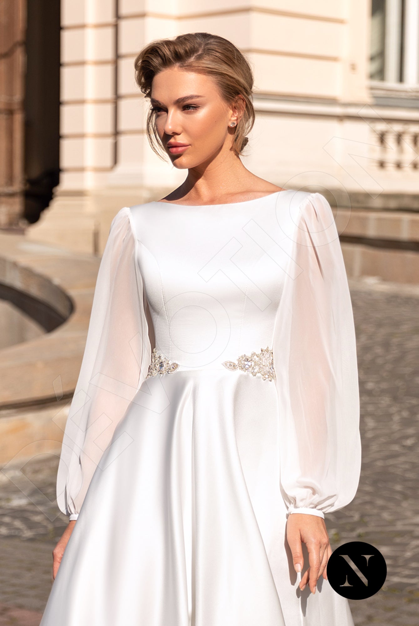 Marlena A-line Boat/Bateau Ivory Wedding dress