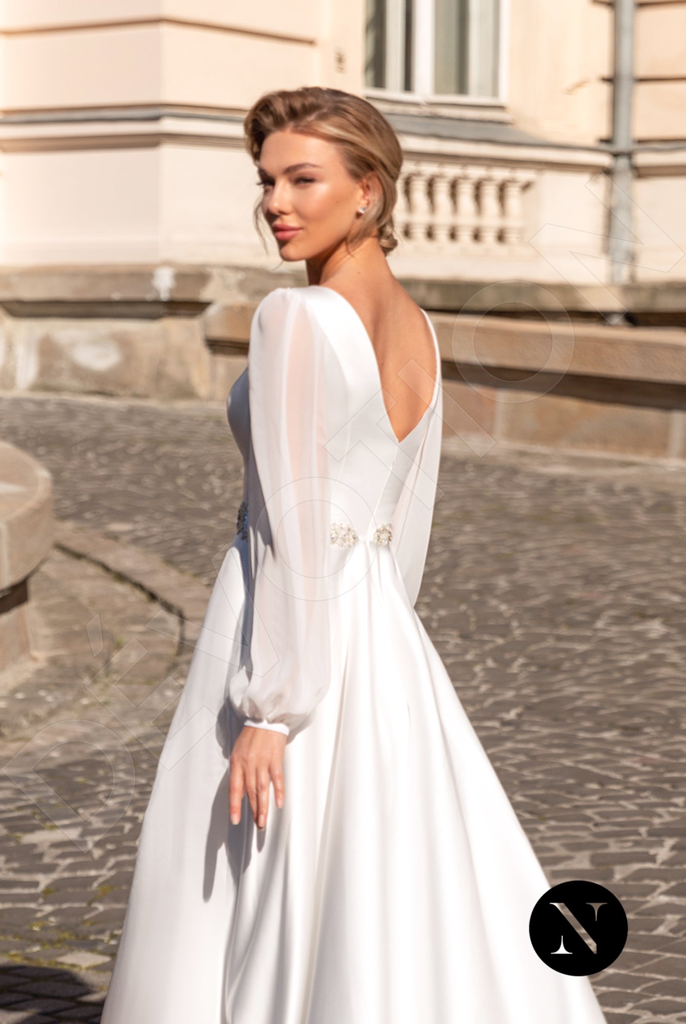 Marlena A-line Boat/Bateau Ivory Wedding dress