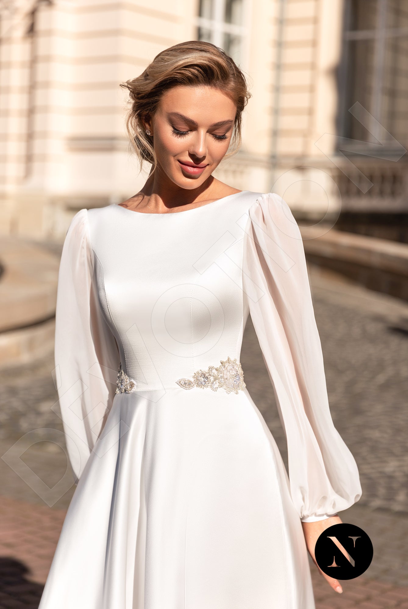Marlena Open back A-line Long sleeve Wedding Dress 2