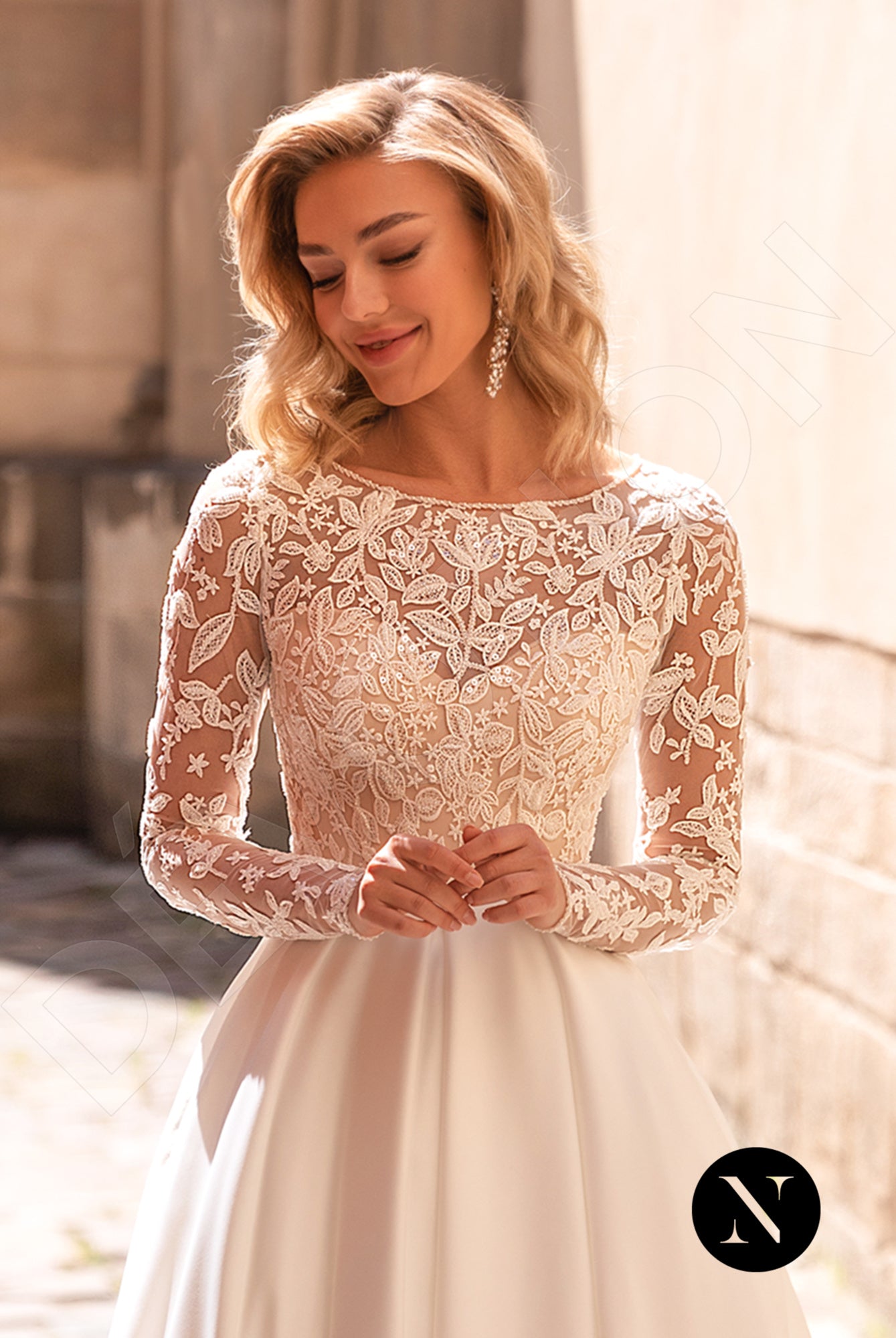 Neva A-line Boat/Bateau Ivory Wedding dress