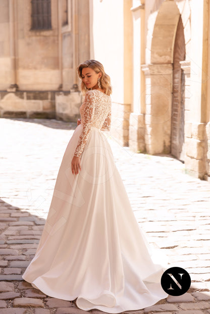 Neva Full back A-line Long sleeve Wedding Dress Back