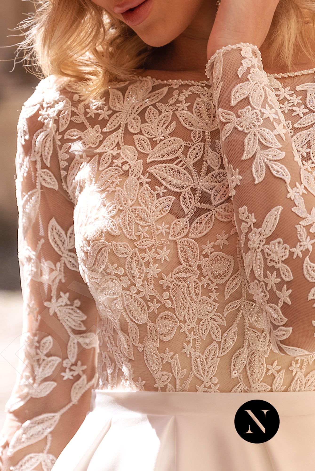 Neva A-line Boat/Bateau Ivory Wedding dress