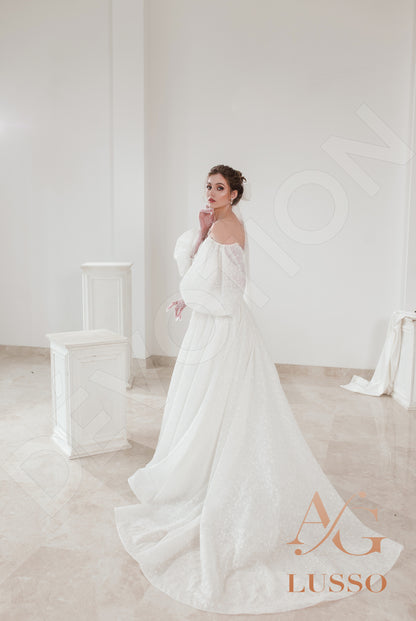 Charly Open back A-line Half sleeve Wedding Dress 4