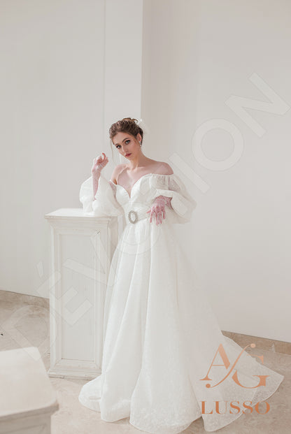 Charly Open back A-line Half sleeve Wedding Dress 8