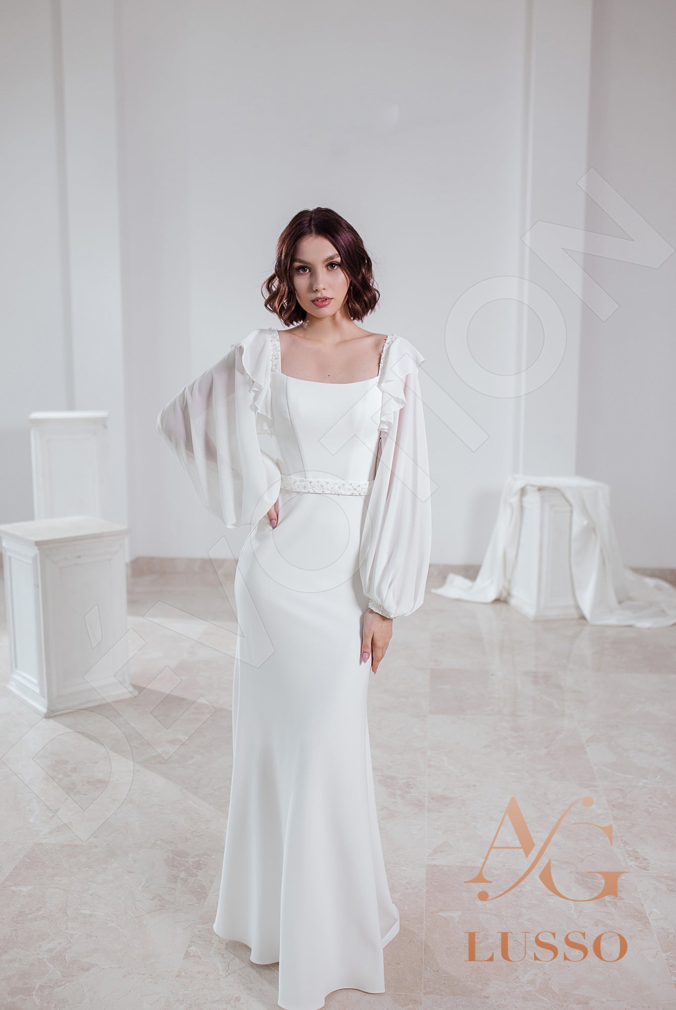 Jacquelina Open back Trumpet/Mermaid Long sleeve Wedding Dress 7