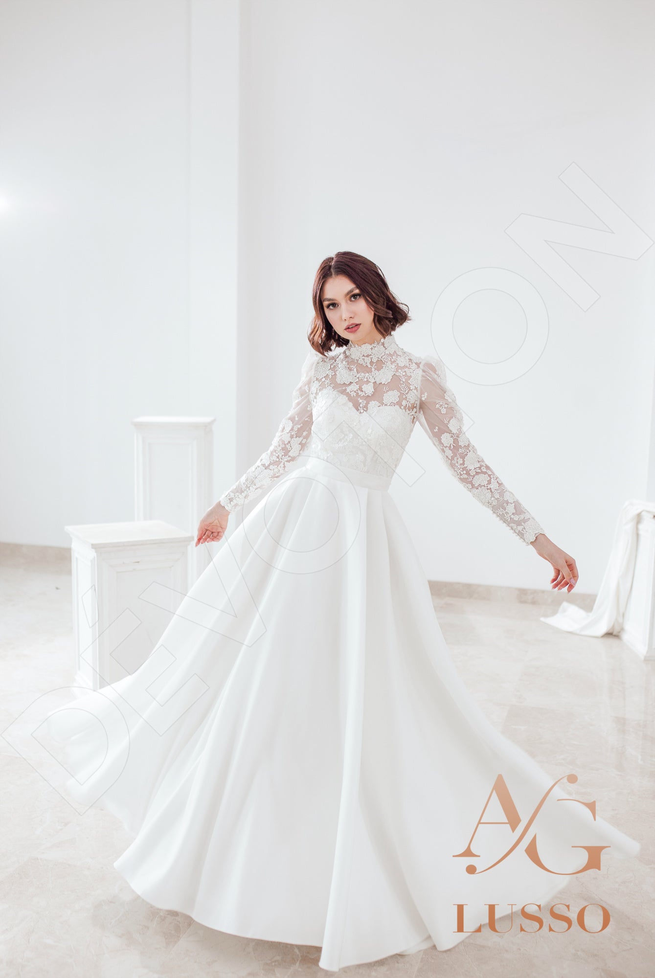 Janessa A-line High neck LightMilk Wedding dress