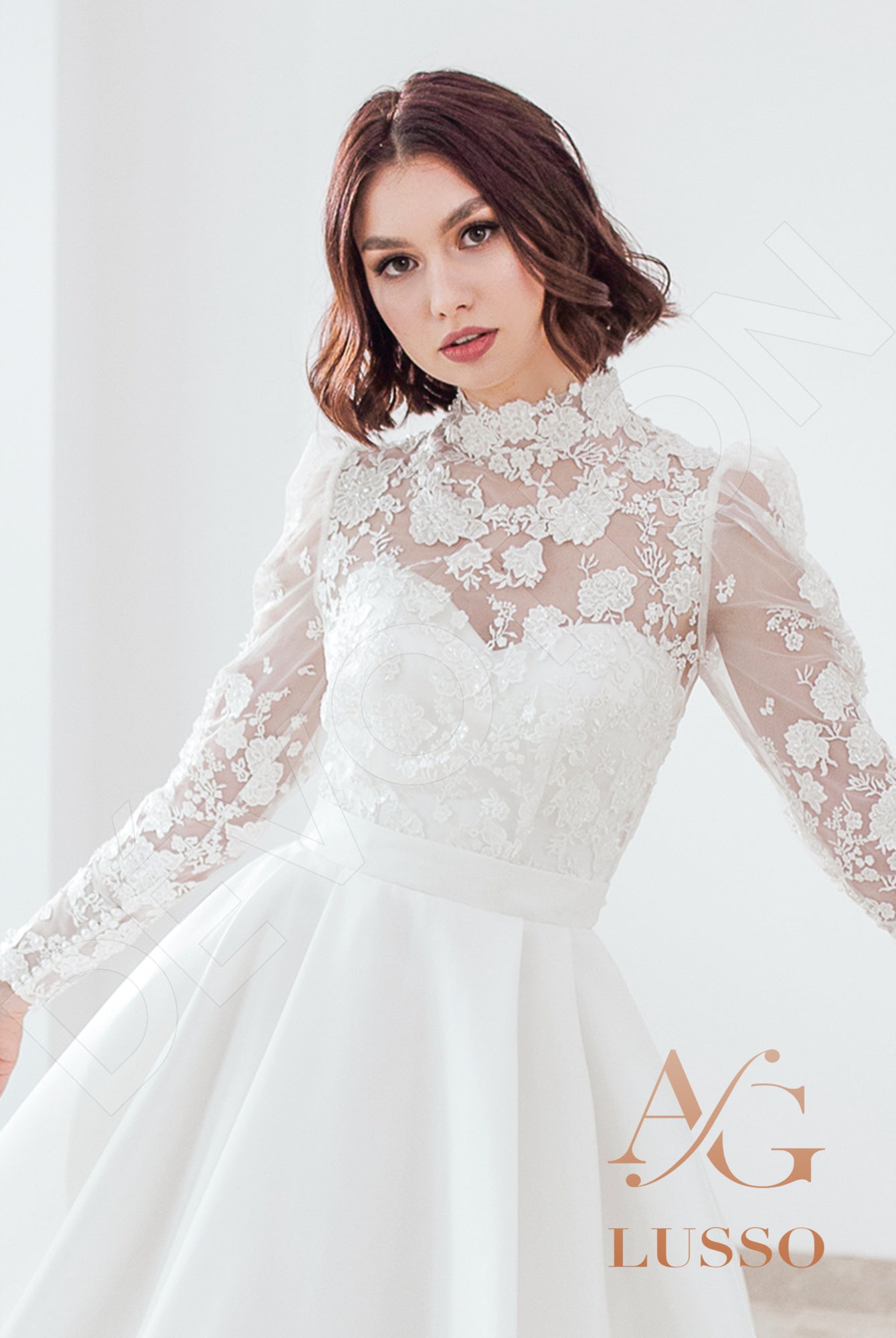 Janessa A-line High neck LightMilk Wedding dress