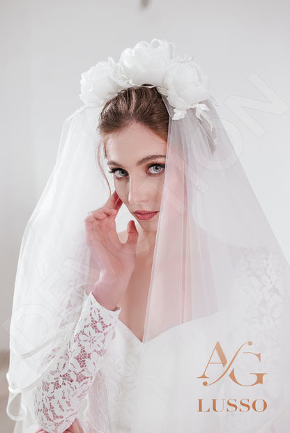 Stephany Open back A-line Long sleeve Wedding Dress 8
