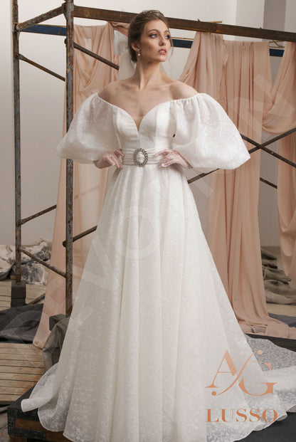 Charly Open back A-line Half sleeve Wedding Dress Front